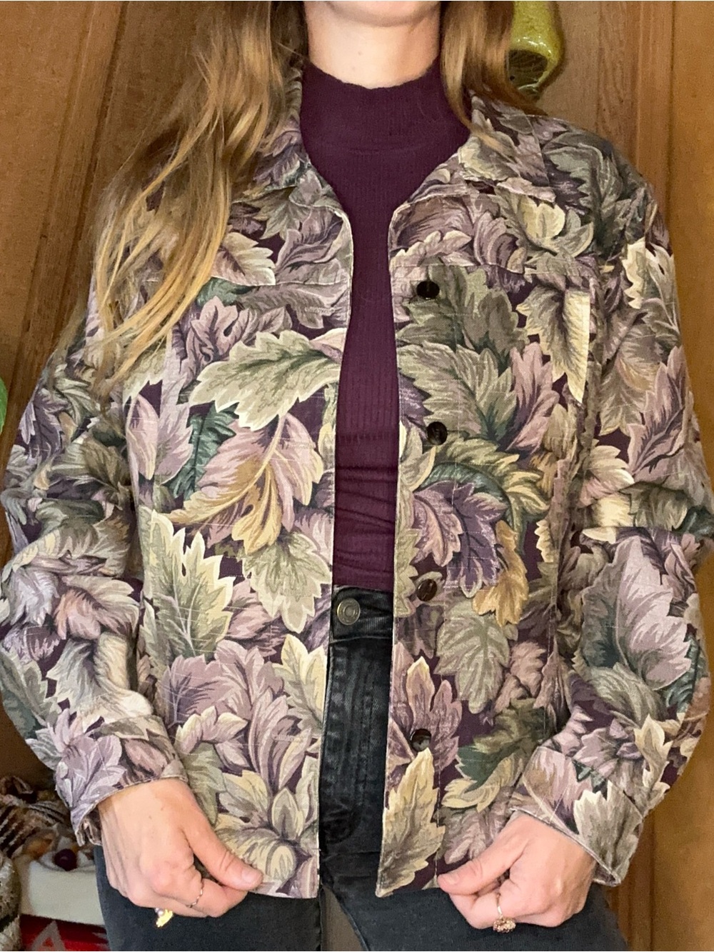 Vintage 1980s/90s Coldwater Creek Leaf Jacket | Petite Medium
